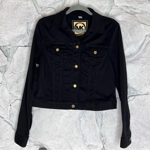 MICHAEL Michael Kors Jackets & Blazers - MICHAEL Michael Kors | Women’s Cropped Black Jean Jacket Button Front, Size M